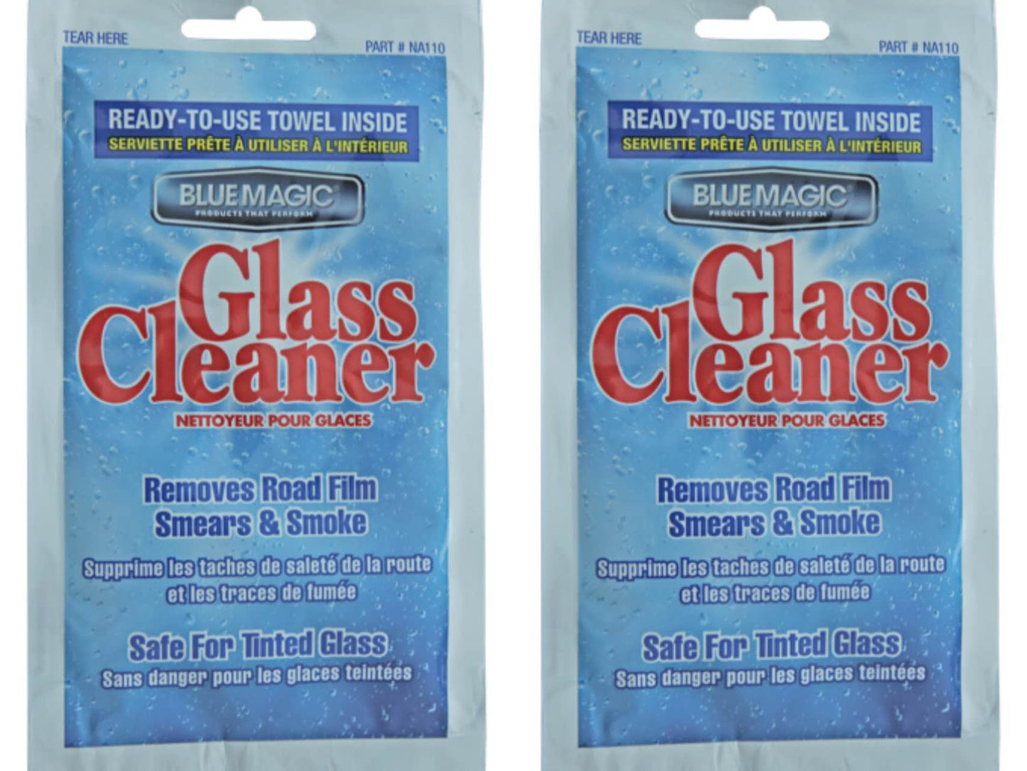 Blue Magic Auto Glass Cleaner Towelettes 2-Pack – Removes Haze & Road Film