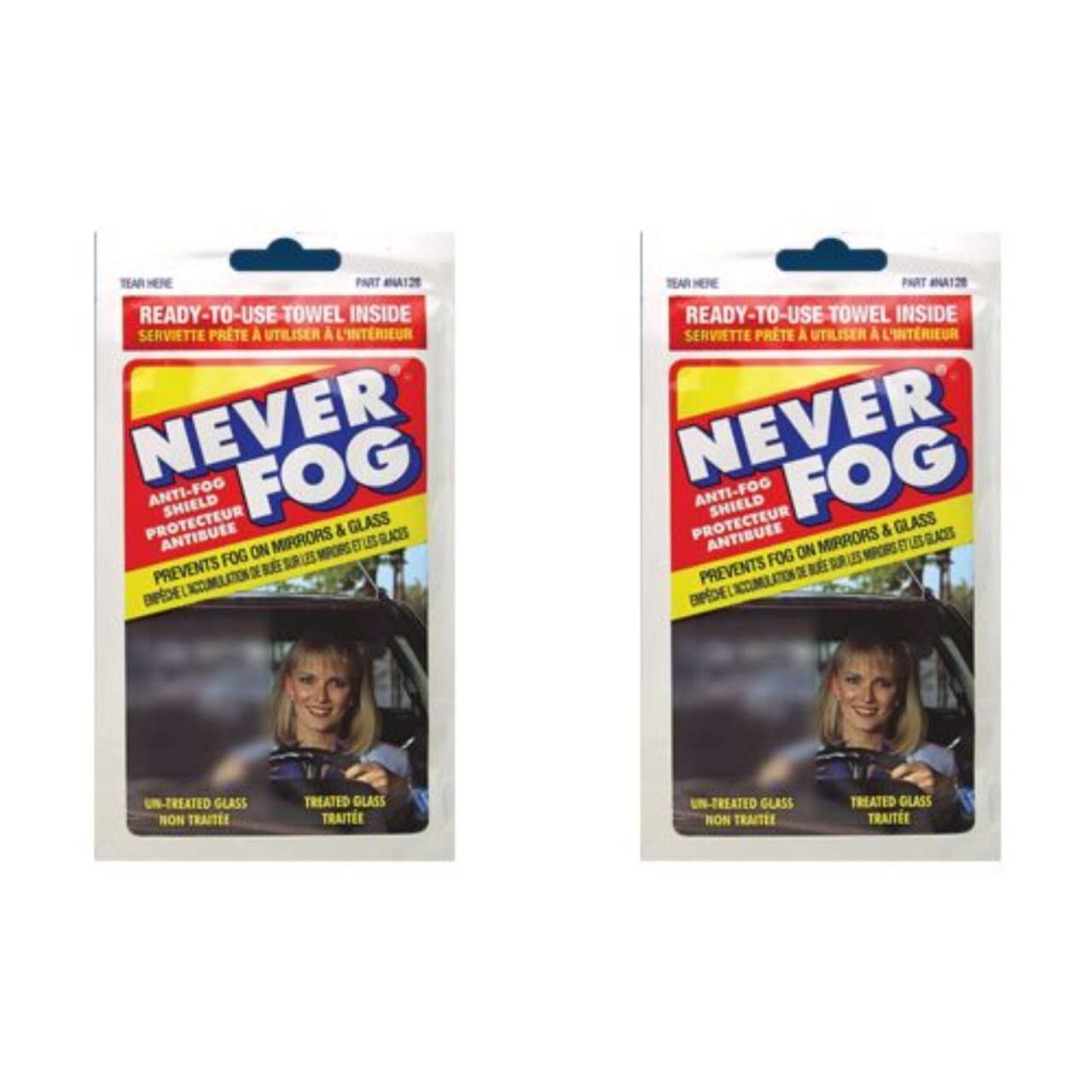 Never Fog Anti-Fog Sachets 2-Pack – Prevents Fog on Mirrors & Windows