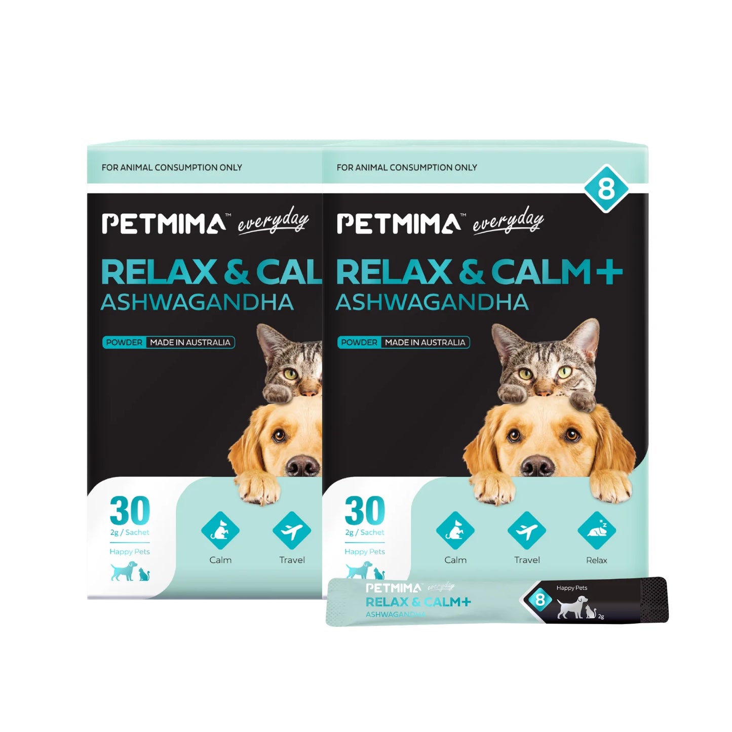 Homart Petmima Vitamins For Dogs & Cats With Stressor Anxiety|Relax & Calm+Ashwagandha Calming Supplements 2g x 30 Sachet