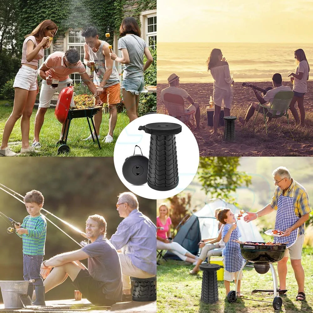 Portable Retractable Telescopic Folding Stool Seat Camping Fishing Travel Chair