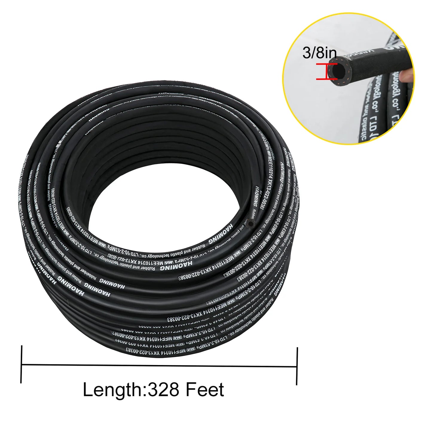 SucceBuy High-pressure Hydraulic Hose 50 /328 FT Length 5000 PSI Max Pressure Rubber Oil Hose for Car Truck Tractor Small Engine