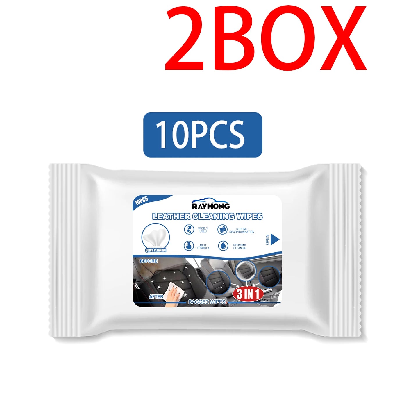Rayhong 3in1 Interior Car Cleaning Wipes for Dashboard Cleaner Plastic Steering Wheel Screen Quick Detailer Auto Interior 10PCS