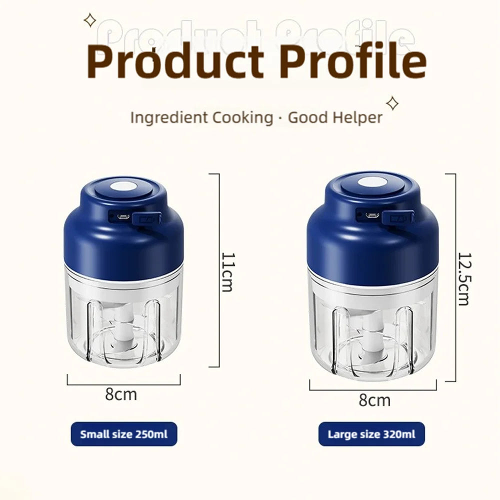 TINSOL 320ML Electric Garlic Grinder, Vegetable Chopper, Food Processor, USB Mini Garlic Grinder, Portable Small Food Processor