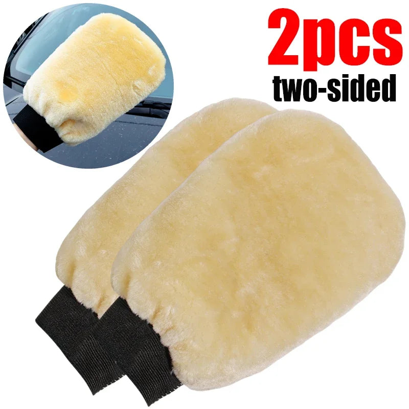 1/5pcs Car Wash Gloves Soft Thickened Imitation Wool Plush Wiping Car Cleaning Mitt Double-faced Glove Car Washing Supplies