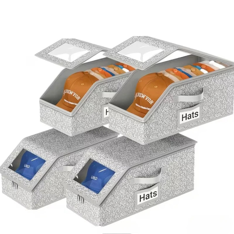 Non Woven Fabric Baseball Cap Storage Box Dustproof Zipper Hat Organizer Foldable Closet Container For Hats Socks Daily Sundries