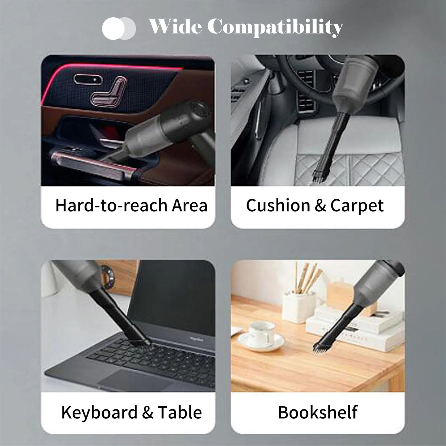 Portable Vacuum Cleaner with 100W 9000Pa Powerful Motor Wireless Handheld Vacuum Cleaner Cleaning Kit for Car/Home/Office Black