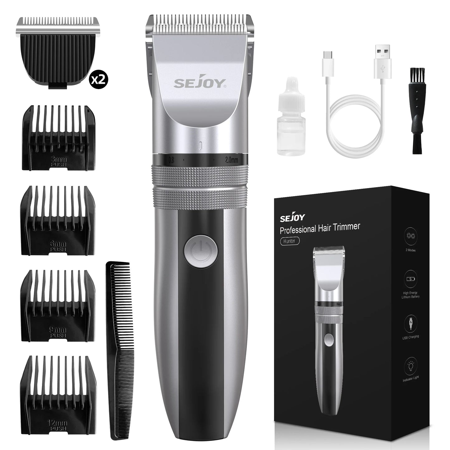 Sejoy Electric Hair Clippers Men Professional kit USB Rechargeable Men's Barber Hair Cutting Machine Beard Trimmer For Men Kids