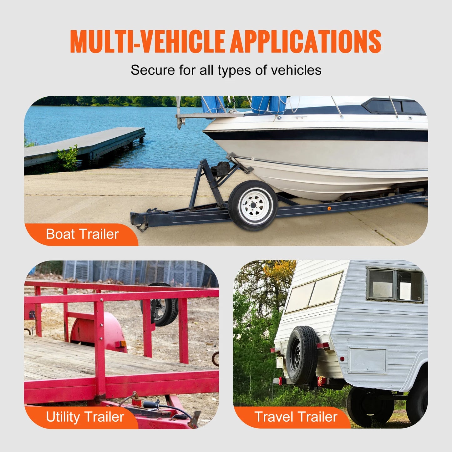 SucceBuy 160lbs Spare Tire Carrier Trailer Tire Mount Utility Accessories Fits Most 4 5 6 8 Lugs Wheels on 4" 5" 6"Bolt Patterns