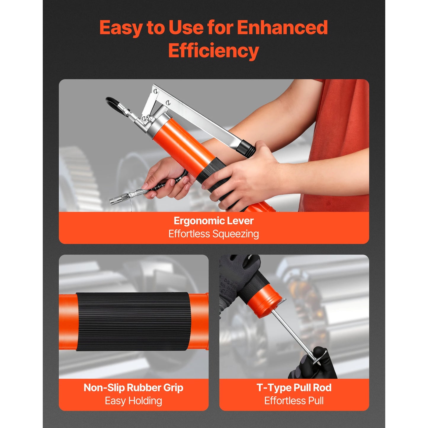SucceBuy 10000 PSI Grease Gun High Pressure Pistol Grip 14 oz Grease Gun Kit with 18in Flex Hose &Nozzle for Automotive Marine