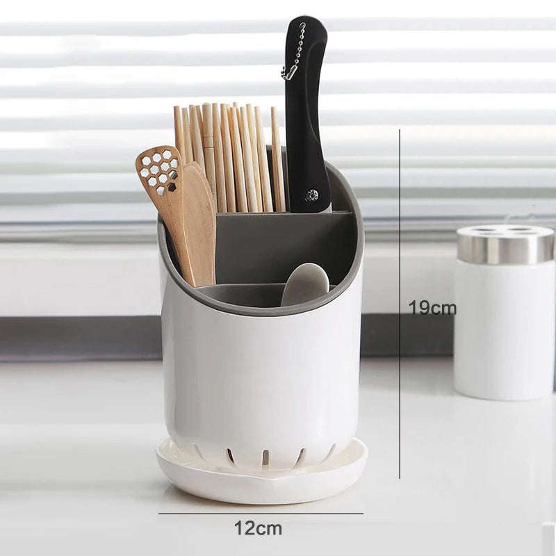 1Pc Kitchen Storage Chopsticks Tube With Drain Plate Tableware Storage Holder Home Kitchen Organizer Rack Chopstick Drain 2030