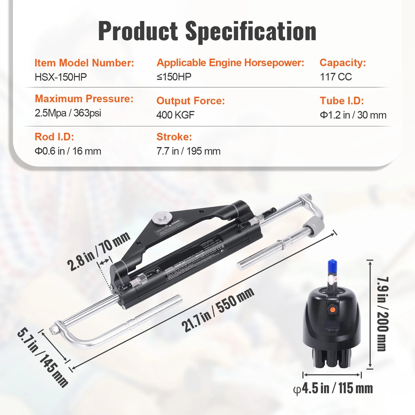 SucceBuy Hydraulic Outboard Steering Kit 90HP/150HP/300HP with Helm Pump and 24FT/26Ft Hose Single Station Single-Engine Boats