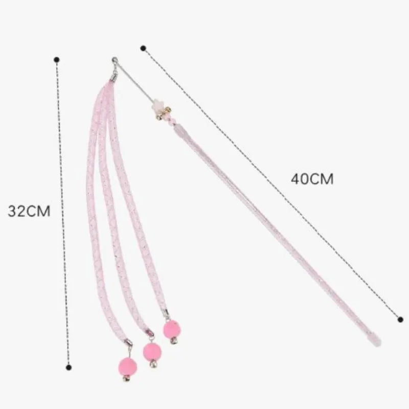 Cat Toy Wool Ball String Toys for Cats Teaser Stick Steel Wire Cat Toys Interactive Bite Resistant Ball Funny Cats Toy with Bell