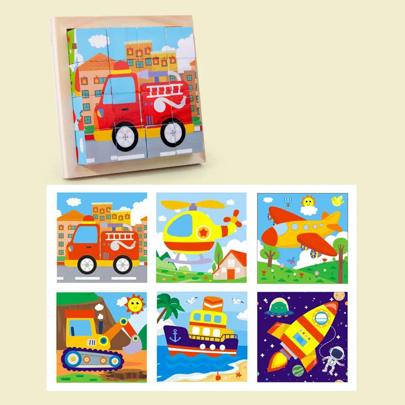 A Set of Six-Sided 3D Cube Puzzle Tray Wooden Children's Storage Toys Children's Educational Toys Fun Game