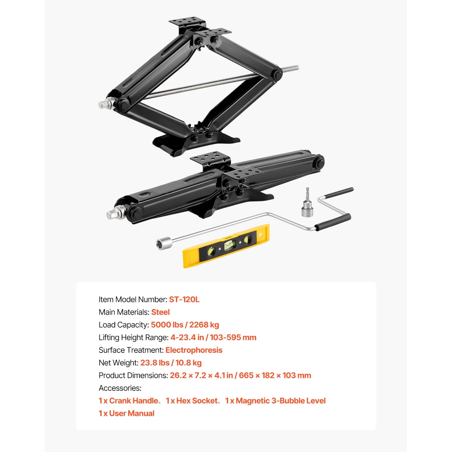 SucceBuy 9000lbs RV Scissor Jacks 4-23.4in RV Stabilizer Leveling Scissor Jacks Set of 2 Heavy Duty Stabilizer Jack with Handle