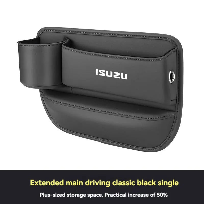 For ISUZU Car Accessories Leather Car Seat Gap Organizer Crevice Side Storage Box Filler Side Storage Pocket with Cup Holder