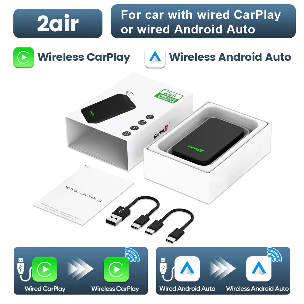 New CarlinKit Mini 5 SE Wireless Carplay Adapter For iPhone 5Ghz WiFi BT Fast Stable Connect For Spotify Waze Split Screen Box