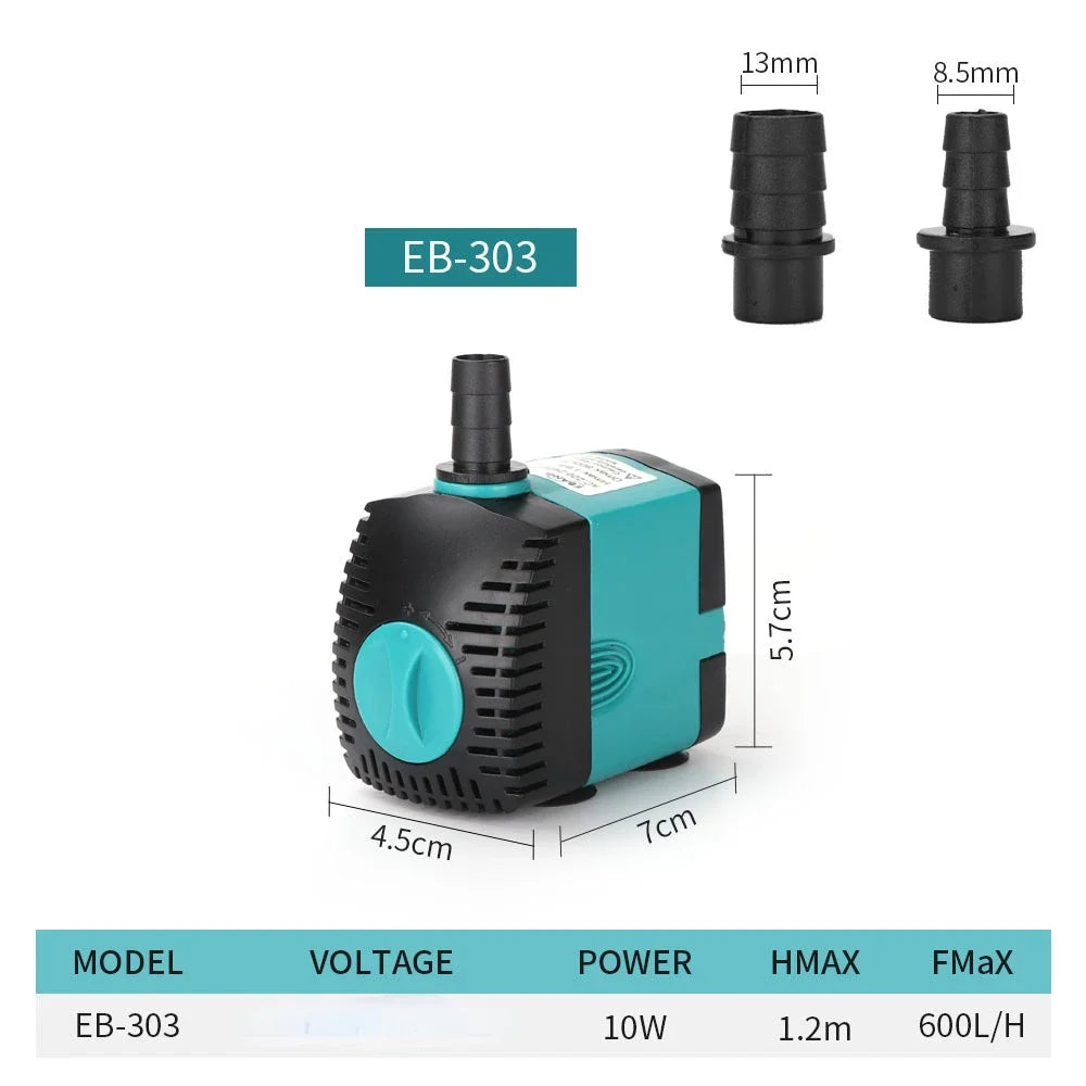 110V-240V Fish Tank Water Fountain Pump Filter 3W 10W 15W 25W Ultra-Quiet Submersible Fish Pond Aquarium Water Pump