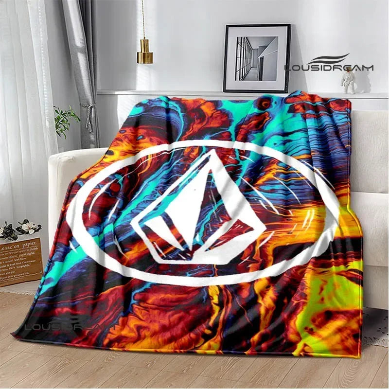 V-VOLCOM LOGO Printed blankets Flannel Warm blanket Soft Cozy Blanket Travel Blankets bed linings cubre cama Birthday Gift