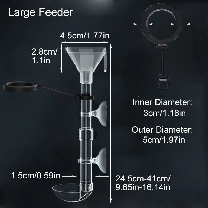 Acrylic Aquarium Fish Feeder Transparent Tube Telescopic Multifunctional Fish Tank Food Dispenser with Feeding Ring