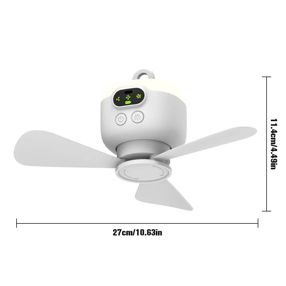 Portable Wireless Ceiling Fan Light Rechargeable Tent Fan with Remote Control Outdoor Fan for Outdoor Camping