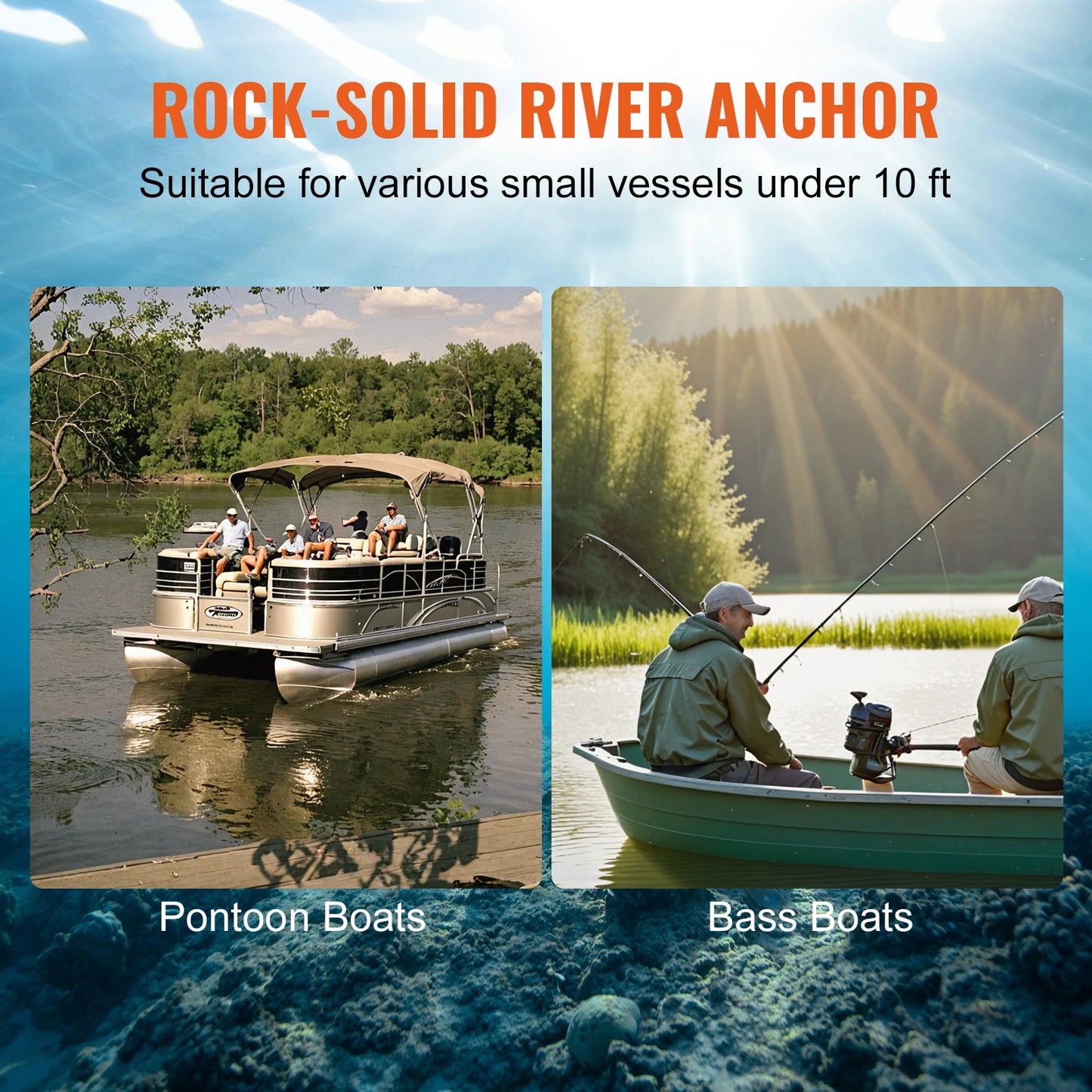 SucceBuy River Anchor 12 lbs Boat Anchor Cast Iron Black Vinyl-Coated with Shackle, Mushroom Anchor Fit for Boats Up To 10 ft