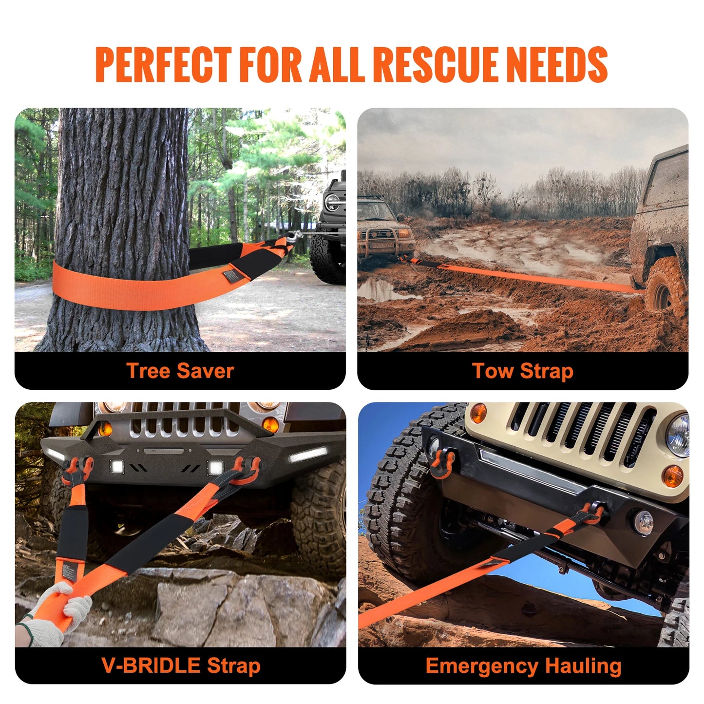 SucceBuy 30ft Car Tow Cable Trailer Towing Pull Rope 3in Winch Line Extension Strap for Van Road Recovery Car Accessories