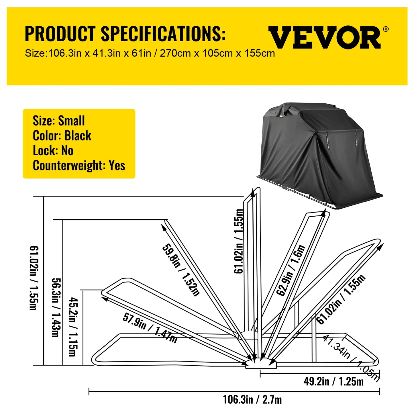SucceBuy Universal Waterproof Motorcycle Cover Outdoor Shelter Protection Moto Accessories Storage Garage Use for Dust UV Etc