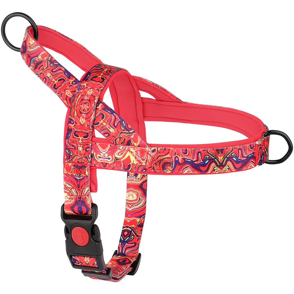 Quick Control Dog Harness With Handle No Pull Nylon Dogs Vest Harness Colorfull Print Pet Harness Adjustable Bulldog Chihuahua
