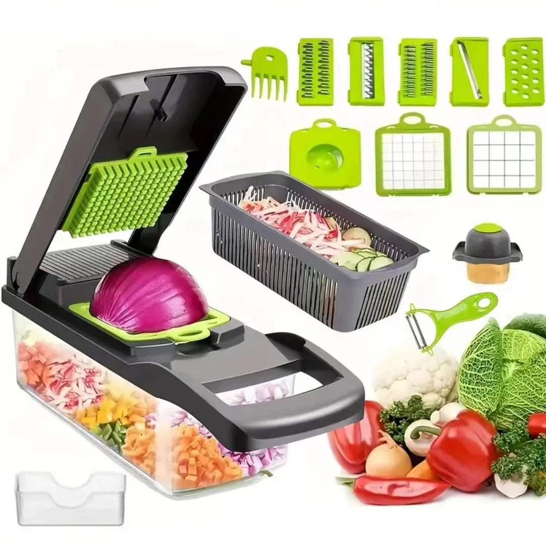 22 In 1 Multifunction Vegetable Chopper Mandoline Slicer Onion Dicer Food Grater With Drain Basket Container Kitchen Accessories