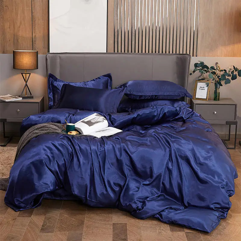 Summer Smooth Satin Duvet Cover No Pillowcases Comfy Shiny Couple Bed Quilt Cover Nordic Double Bed Sheet 150 220x240