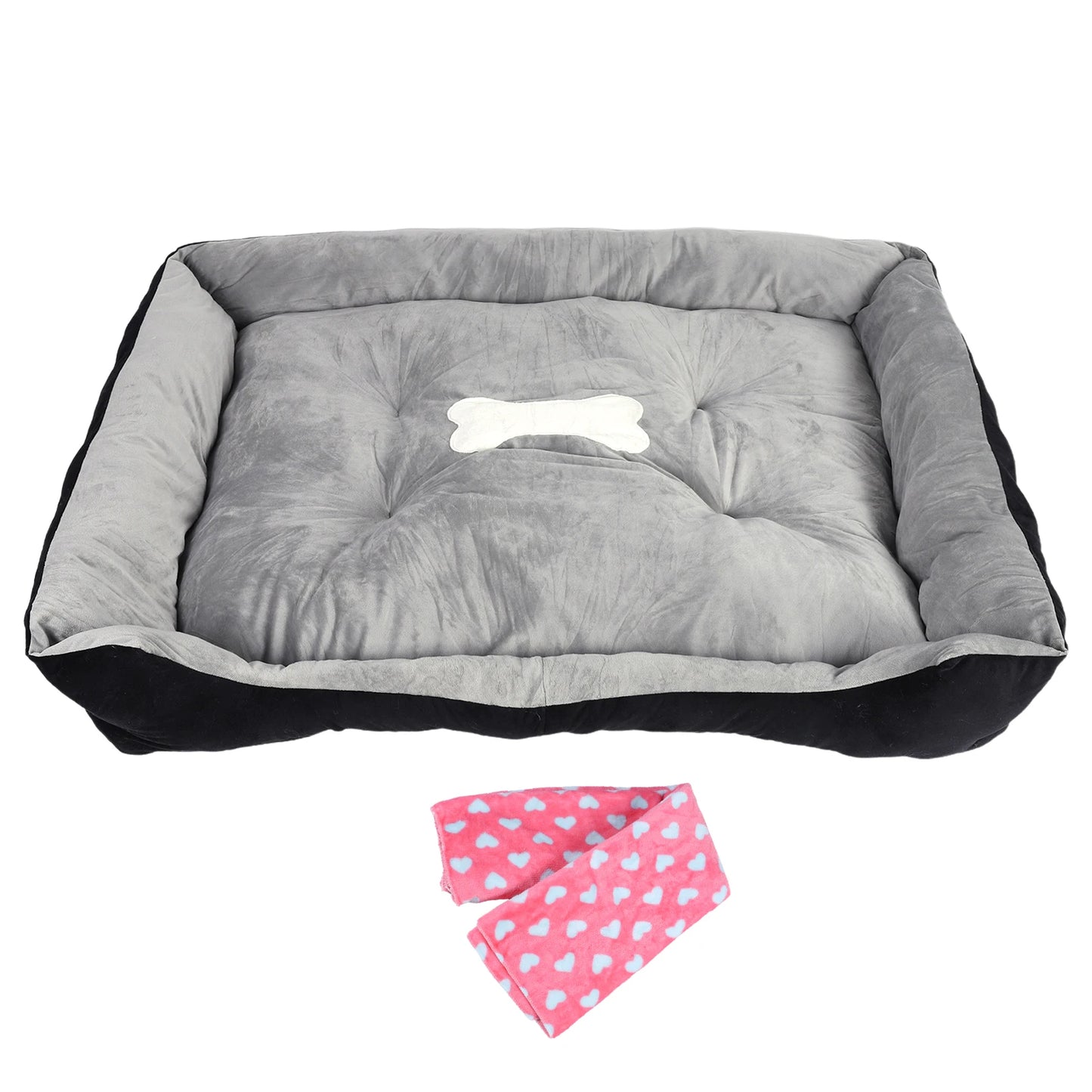 Square Nest Pet Kennel with Pillow & Blanket Pet Warm House Washable Cotton Soft Cat Mat for Small Medium Animal Doghouse
