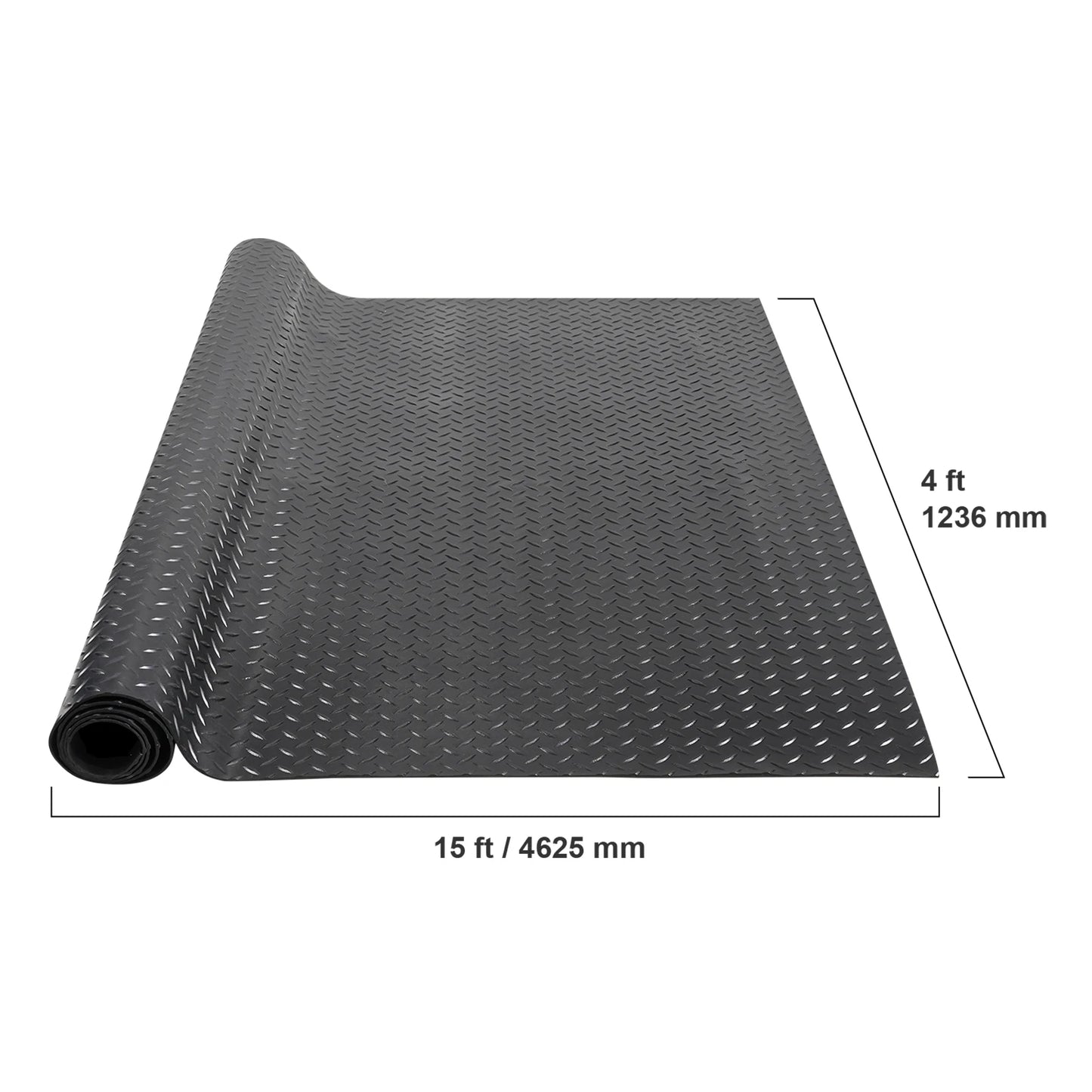 SucceBuy Diamond-Plate Rubber Flooring Roll 4 x 6/8/10/15 ft SBR Rubber Garage Floor Mat Easy to Clean for Under Cars Garage Gym