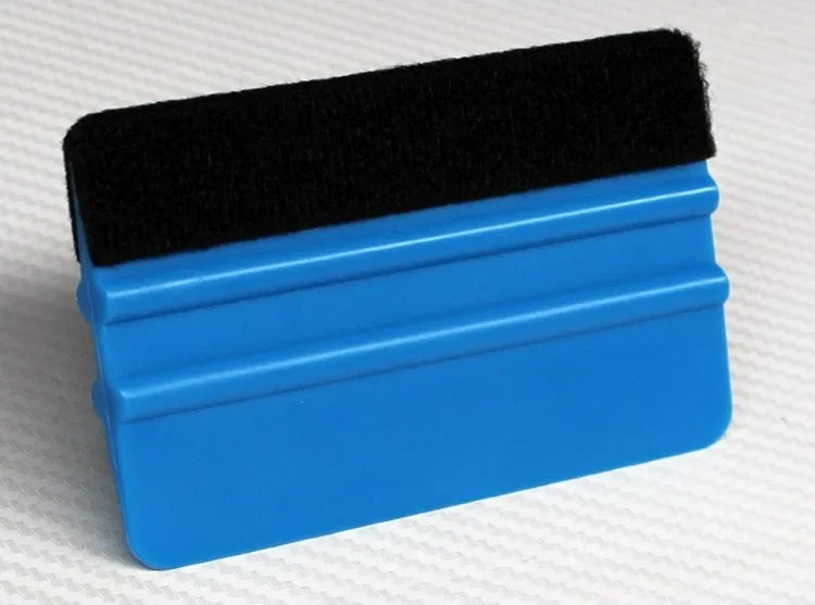 Car Blue Vinyl Carbon Fiber Window Ice Remover Cleaning Wash Car Scraper With Felt Squeegee Tool Film Wrapping Scraper 1/2/4Pcs