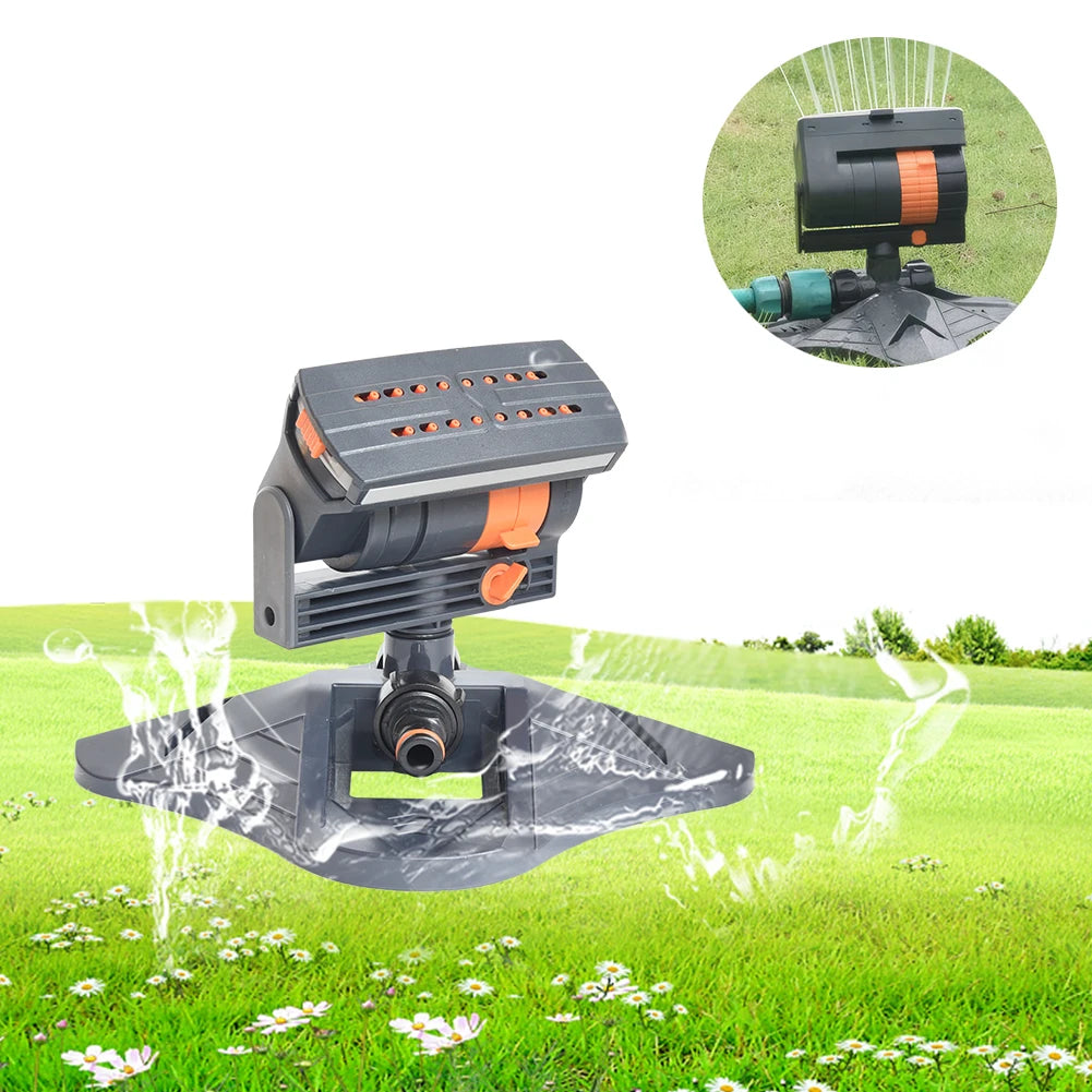 Mini Oscillating Sprinkler Large Coverage Adjustable Rotating Lawn Sprinkler 16Holes Watering Grass Sprinkler for Outdoor Garden