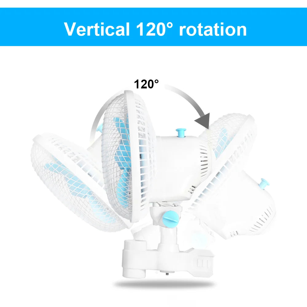 2 Color Clip Desk Fan 160mm Quiet Vertical 6" Oscillating Fan Fit Grow Tent Pole