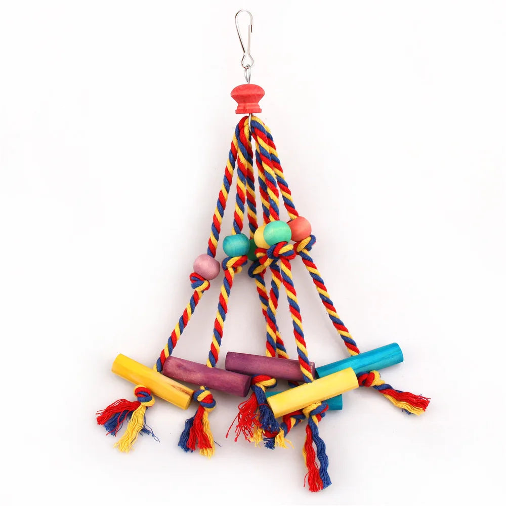 Random Colors Bird Accessories Wood Chewing Toy Birds Rope Parrot Toys Cage Resistant Small Large Bird Toy Parrots Training