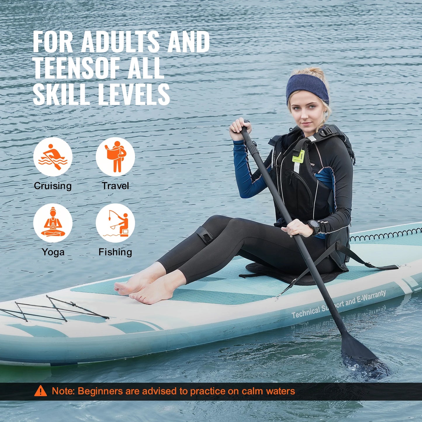 SucceBuy Inflatable Stand Up Paddle Board 10' x 33" x 6" Wide SUP Paddleboard with Removable Kayak Seat Paddle