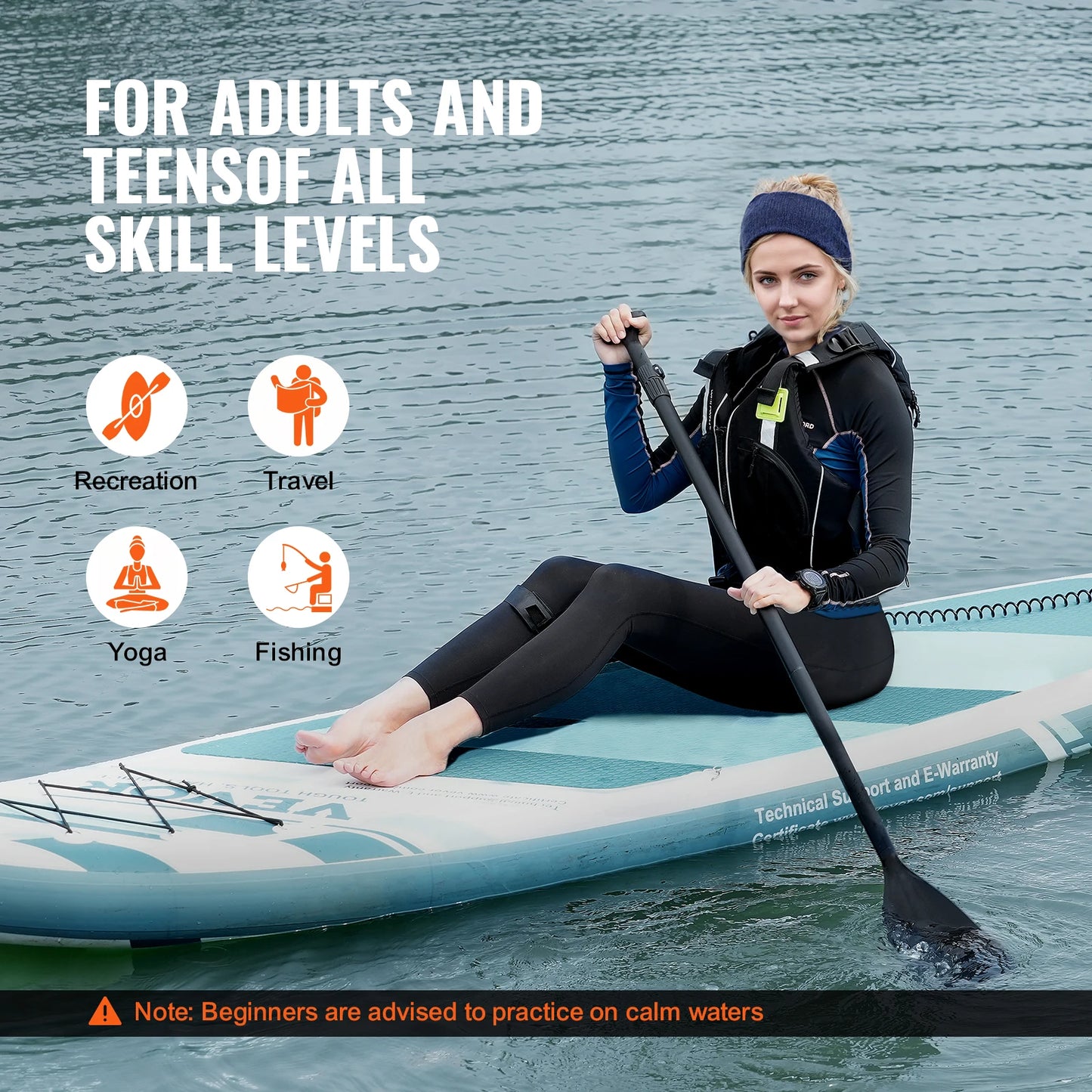 SucceBuy Inflatable Stand Up Paddle Board 10' x 33" x 6"Wide SUP Paddleboard w/ Board Accessories Non-slip Deck for Youth &Adult