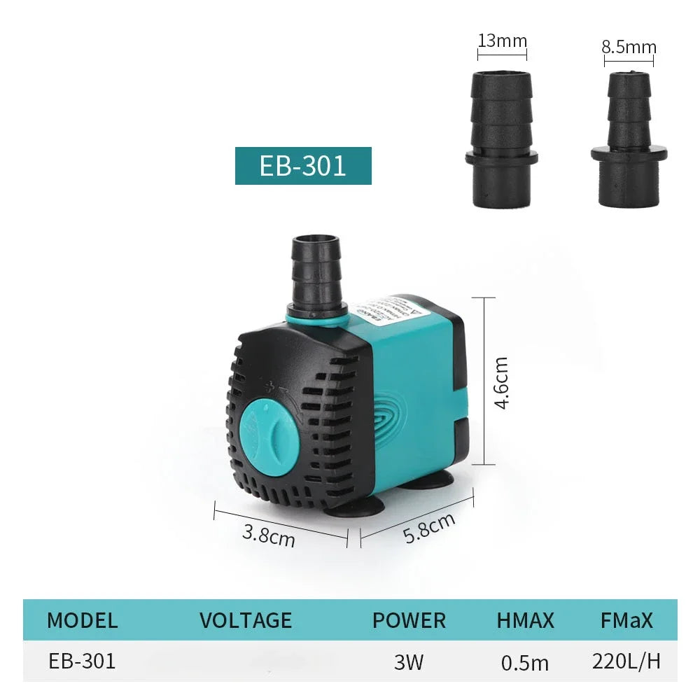 110V-240V Fish Tank Water Fountain Pump Filter 3W 10W 15W 25W Ultra-Quiet Submersible Fish Pond Aquarium Water Pump