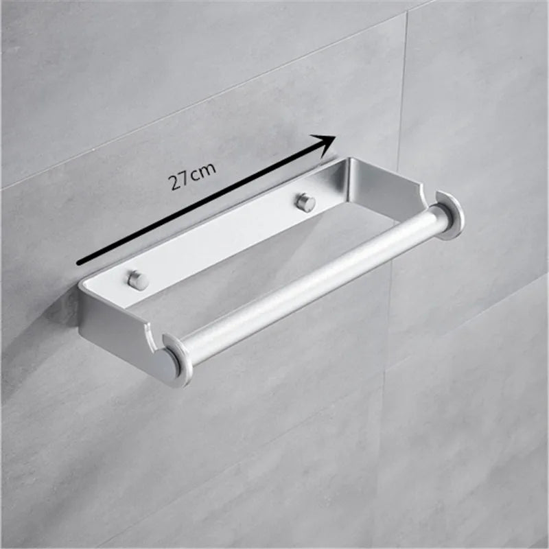 Multifunctional Wall Mount Paper Towel Holder Aluminium Alloy Cling Film Storage Rack Kitchen Organizer Practical Roll Paper