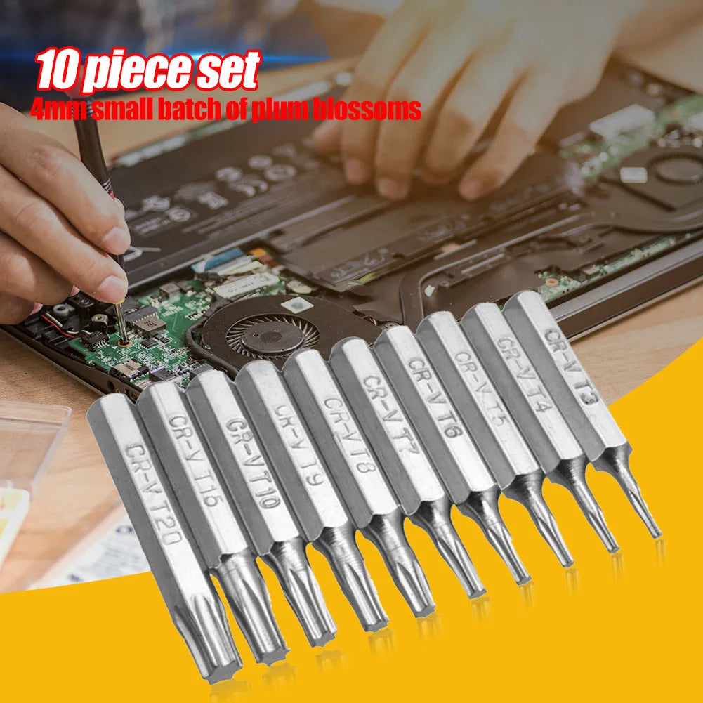 10pcs Torx Screwdriver Bits Set Professional 4mm Plum Blossoms Repair Bit Hand Tool Accessories for Repairing Mobile Computer