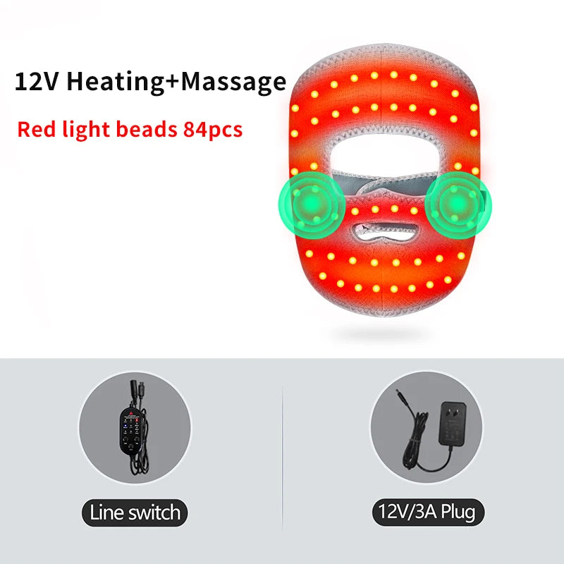 Electric Heated Facial Mask Red Light Facial Massager Relieves Facial Muscle Relaxation Hot Compress Anti-fatigue
