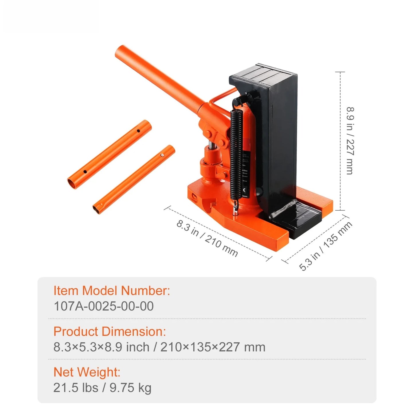 SucceBuy Hydraulic Toe Jack 2.5 Ton On Toe Toe Jack Lift 5 Ton On Top Lift Capacity Machine Jack 0.8-5.3 in