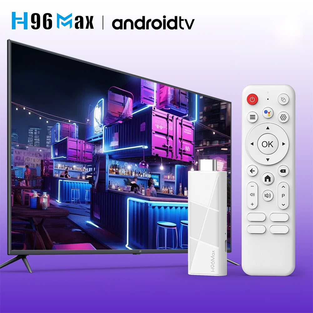 Mini TV Stick H96 MAX RK3518 Android 14 Smart TV Box 2GB 16GB Quad Core Wifi6 BT5.4 4K HD Google Voice Media Player Set Top Box