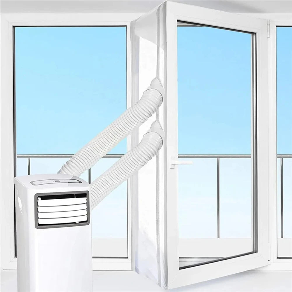 AirLock Window Seal for Portable Air Conditioner,300 cm Flexible Cloth Sealing Plate Window Seal with Zip/Adhesive-A70Z