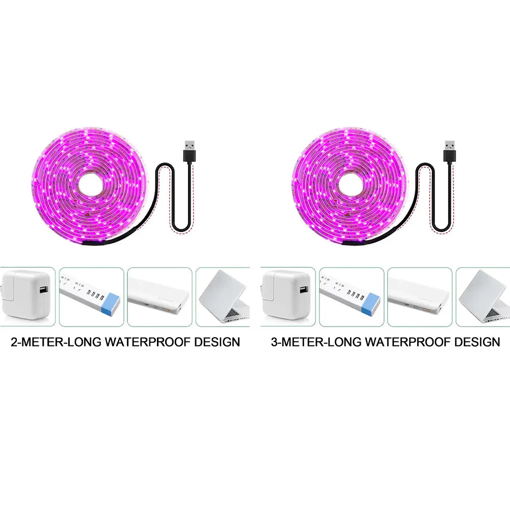 Full Spectrum USB Grow Light Strip Waterproof Indoor Veg Plant Growing Lamp for Plants Flowers Greenhouse Hydroponic