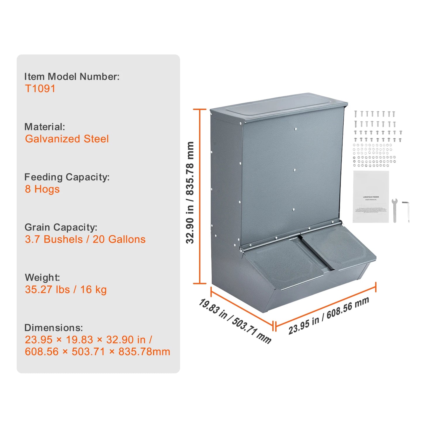 SucceBuy Hog Feeder Heavy Duty Steel Piglets Feeder Multipurpose Trough Creep Feeder Farm Accessory Outdoor Livestock Feeder
