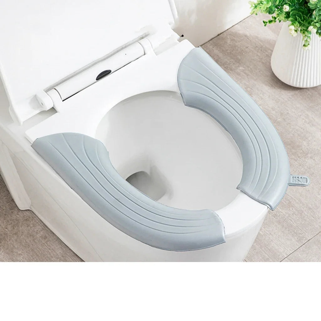 2Pc/Set Waterproof Toilet Seat Cover, Washable Universal Soft Toilet Seat Cushion, Solid Color Bathroom Accessories