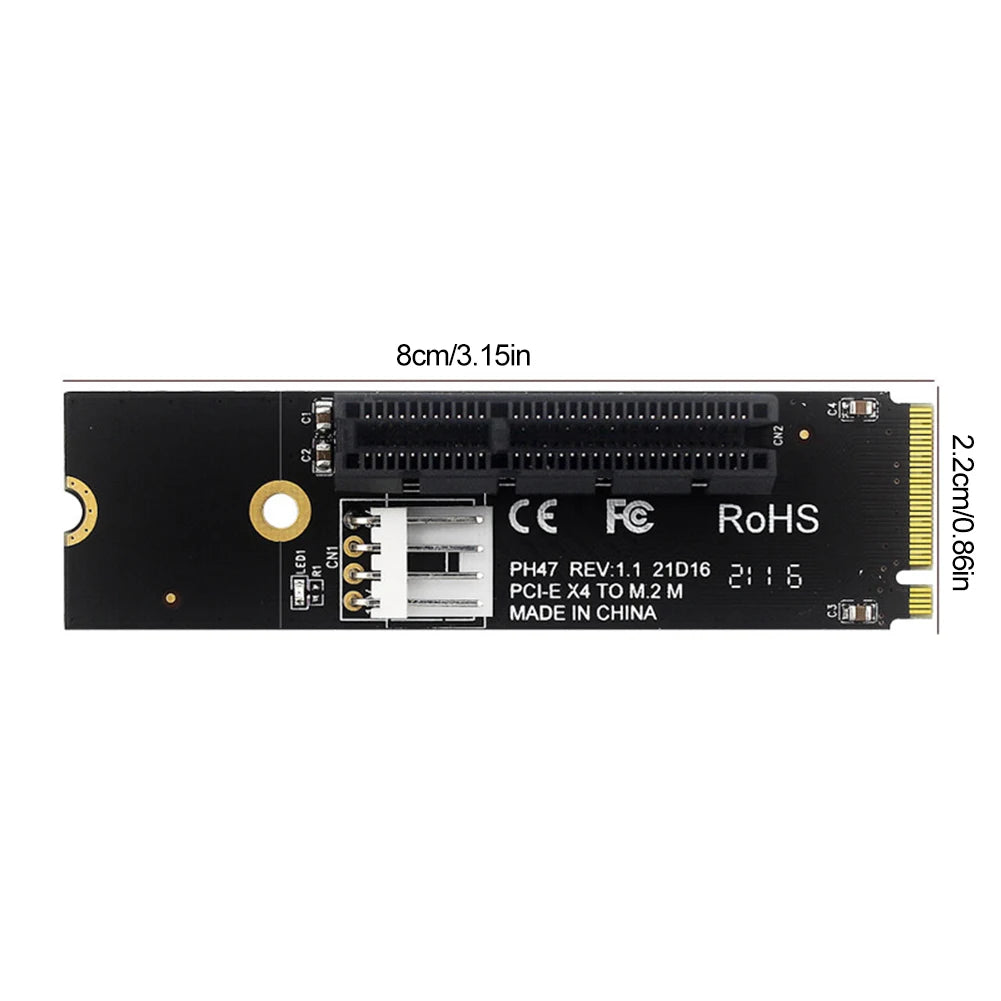 NGFF M.2 To PCI-E 4X SATA Power Riser Compatible with X1 X4 X8 X16 PCI-e Interface Convert Adapter Static Bag Packaging
