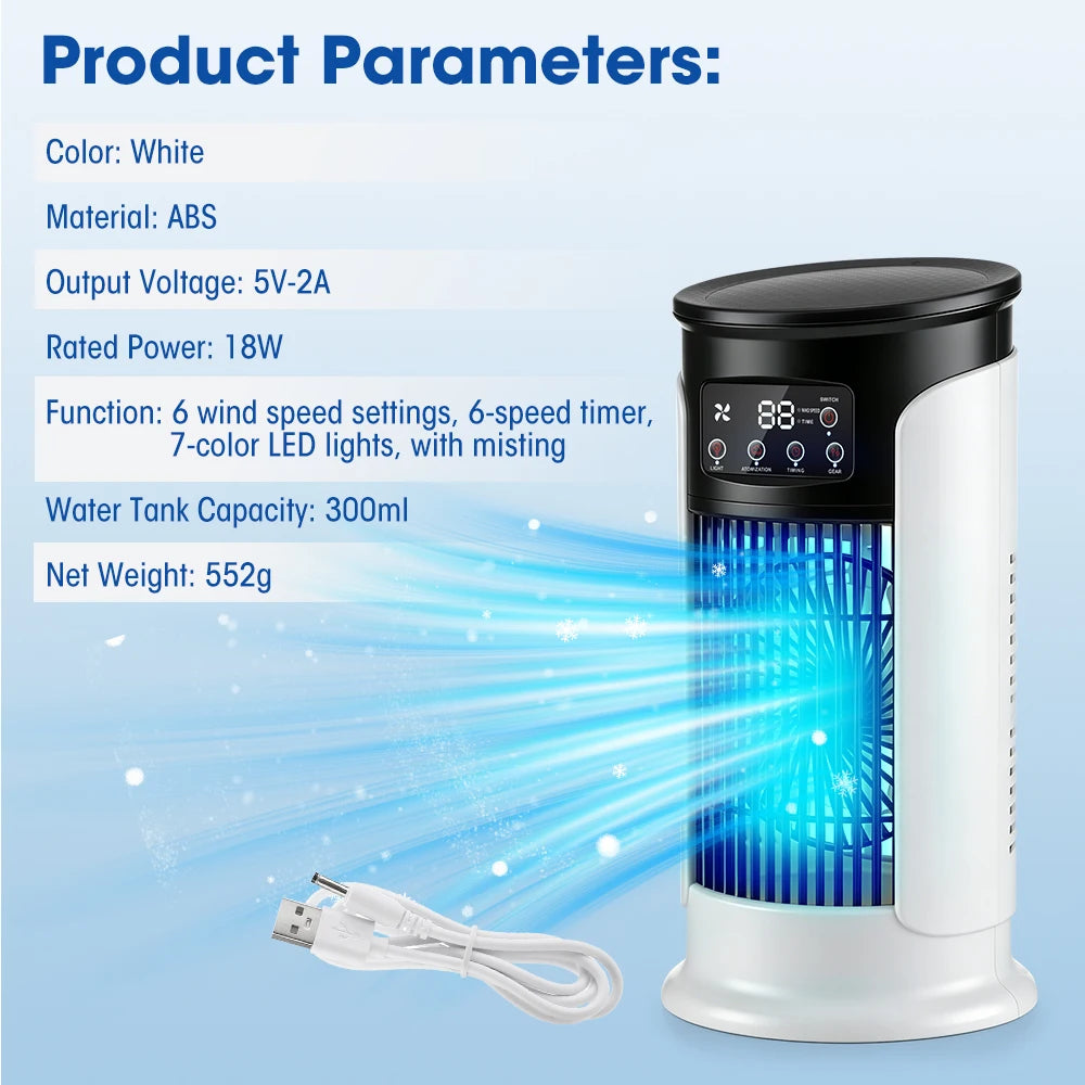 USB Mini Portable Air Conditioner Cooler Fan Water Cooling Air Conditioning for Home Office - Compact Air Cooler
